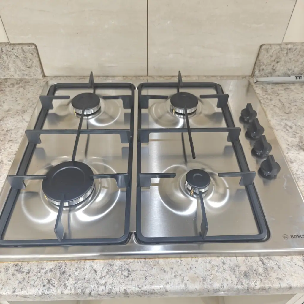 Built-in gas hob close-up