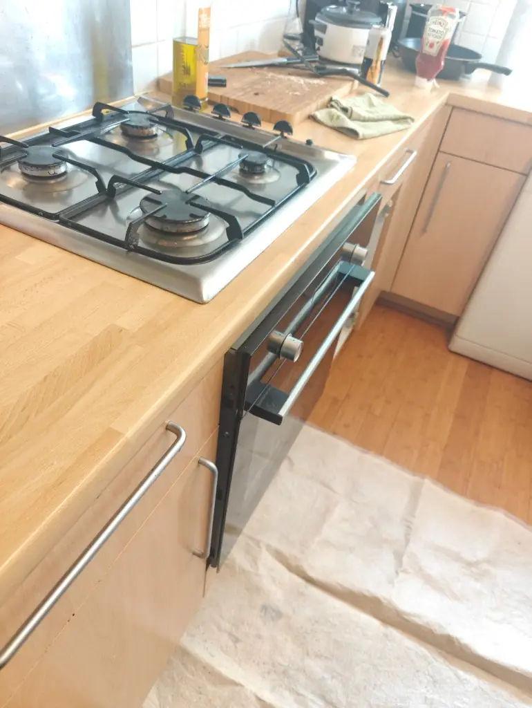 Gas hob fitted on countertop